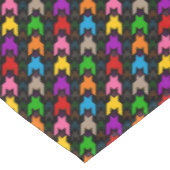 Farbenfrohes Houndstooth-Muster Schwarz Tischdecke (Schrägansicht)