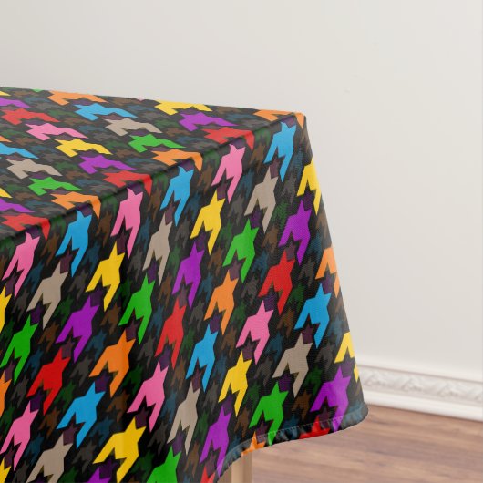 Farbenfrohes Houndstooth-Muster Schwarz Tischdecke (Beispiel)