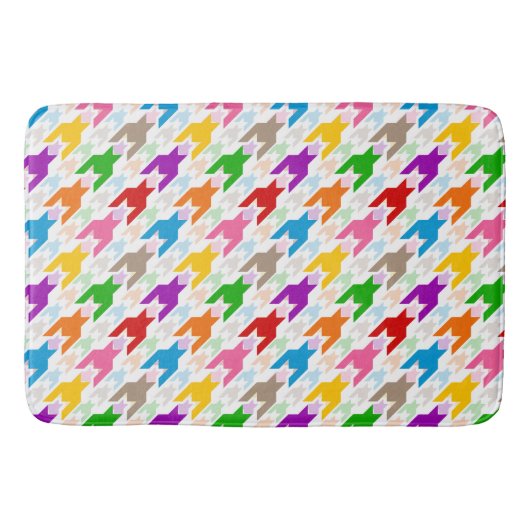 Farbenfrohes Houndstooth-Muster Weiß Badematte (Vorderseite)