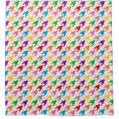 Farbenfrohes Houndstooth-Muster Weiß Duschvorhang (Vorderseite)