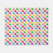 Farbenfrohes Houndstooth-Muster Weiß Fleecedecke (Vorderseite (Horizontal))