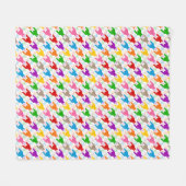 Farbenfrohes Houndstooth-Muster Weiß Fleecedecke (Vorderseite (Horizontal))