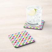 Farbenfrohes Houndstooth-Muster Weiß Getränkeuntersetzer (Rechte Seite)