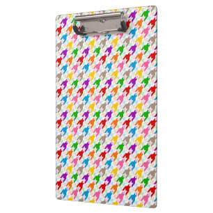 Farbenfrohes Houndstooth-Muster Weiß Klemmbrett