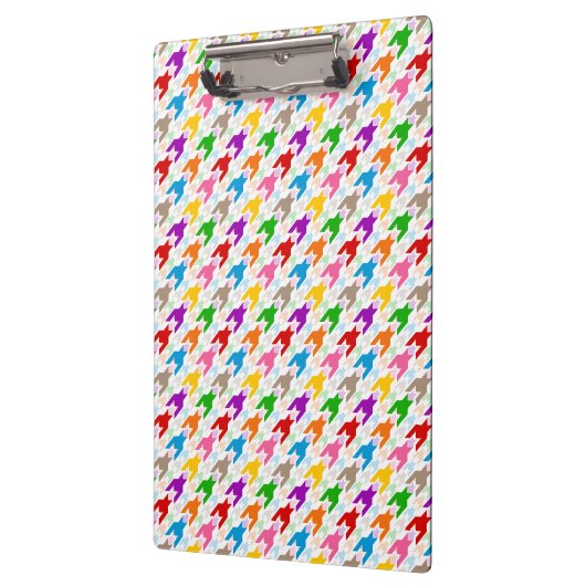 Farbenfrohes Houndstooth-Muster Weiß Klemmbrett (Links)