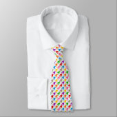 Farbenfrohes Houndstooth-Muster Weiß Krawatte (Gebunden)