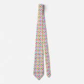 Farbenfrohes Houndstooth-Muster Weiß Krawatte (Vorderseite)