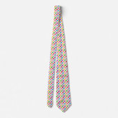 Farbenfrohes Houndstooth-Muster Weiß Krawatte (Rückseite)