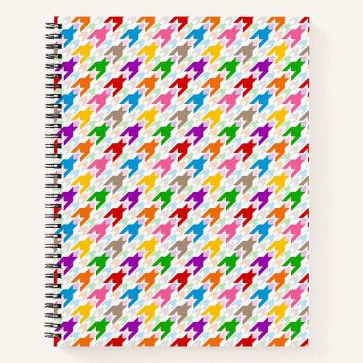 Farbenfrohes Houndstooth-Muster Weiß Notizblock (Vorderseite)