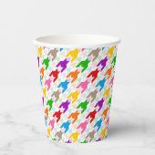 Farbenfrohes Houndstooth-Muster Weiß Pappbecher (Vorderseite)