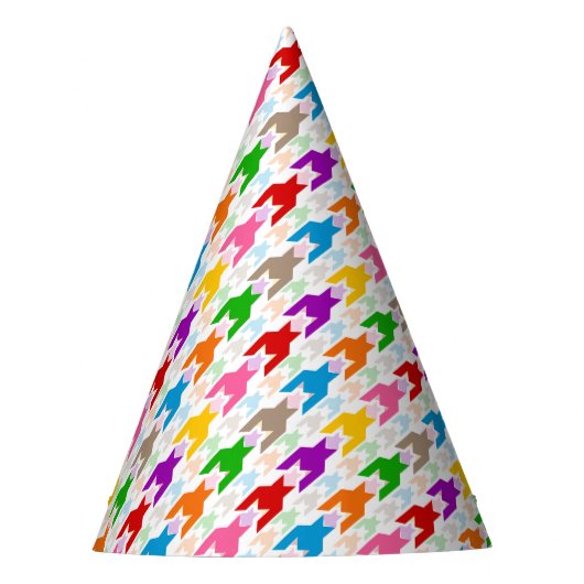 Farbenfrohes Houndstooth-Muster Weiß  Partyhütchen (Vorderseite)