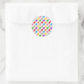 Farbenfrohes Houndstooth-Muster Weiß Runder Aufkleber (Tasche)