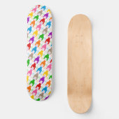 Farbenfrohes Houndstooth-Muster Weiß Skateboard (Vorderseite)