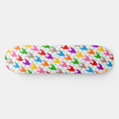 Farbenfrohes Houndstooth-Muster Weiß Skateboard (Horizontal)
