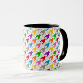 Farbenfrohes Houndstooth-Muster Weiß Tasse (VorderseiteRechts)