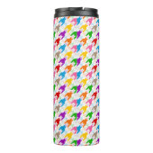 Farbenfrohes Houndstooth-Muster Weiß Thermosbecher (Rückseite)