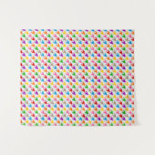 Farbenfrohes Houndstooth-Muster Weiß  Wandteppich (Vorderseite (Horizontal))