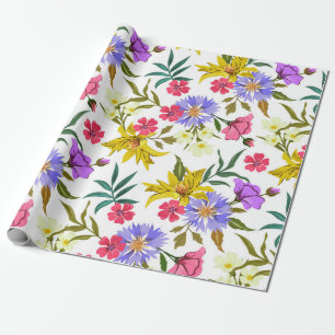 Farbenfrohes hübsches Blumenmuster Geschenkpapier