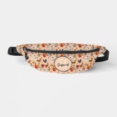 Farbenfrohes Hühnerkunstmuster mit anfänglichem Mo Bauchtasche (Vorderseite)