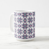 Farbenfrohes Ikat-Blumenmotiv-Muster Kaffeetasse (Vorderseite Links)