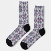 Farbenfrohes Ikat-Blumenmotiv-Muster Socken (Linkes Detail)