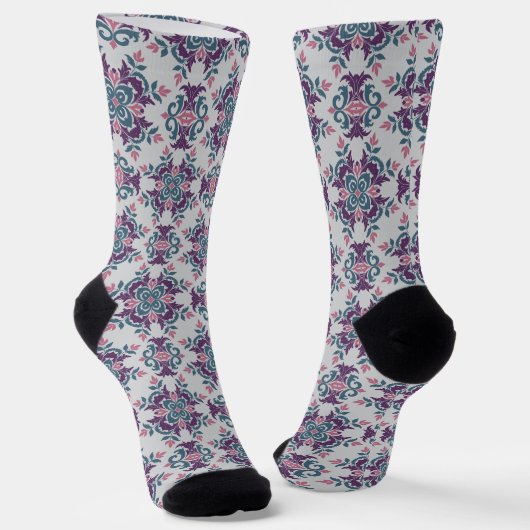 Farbenfrohes Ikat-Blumenmotiv-Muster Socken (Gewinkelt)