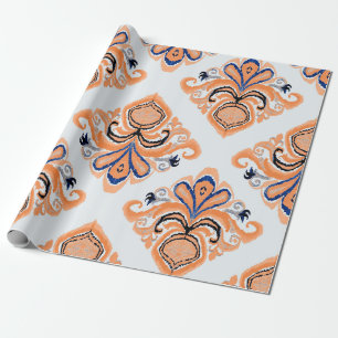 Farbenfrohes Ikat-Muster im Vintage-Stil. Elegante Geschenkpapier