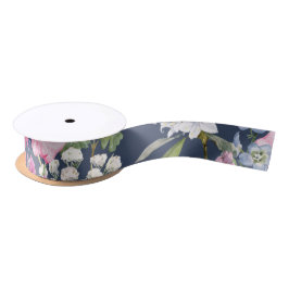Farbenfrohes illustriertes Blumenmuster Satinband