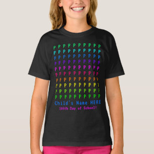 Farbenfrohes individuelles Kinderinitial 100 Tage T-Shirt