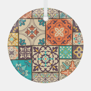 Farbenfrohes islamisches Patchwork: Vintage-Fliese Ornament Aus Glas