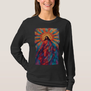 Farbenfrohes Jesus christliches Damen Langarmshirt T-Shirt