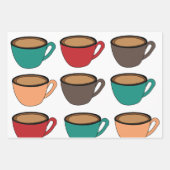 Farbenfrohes Kaffeetassenmuster Geschenkpapier Set (Vorderseite 3)