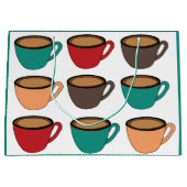 Farbenfrohes Kaffeetassenmuster Große Geschenktüte (Vorderseite)