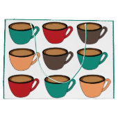 Farbenfrohes Kaffeetassenmuster Große Geschenktüte (Rückseite)