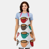 Farbenfrohes Kaffeetassenmuster Schürze (Getragen)