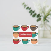 Farbenfrohes Kaffeetassenmuster Visitenkarte (Stehend Vorderseite)