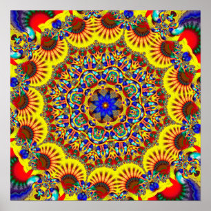 Farbenfrohes Kaleidoskop-Muster Poster