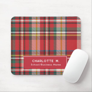 Farbenfrohes Karo-Klassiker personalisiert in Rot Mousepad
