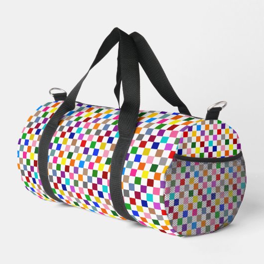 Farbenfrohes Karomuster Design Weiß  Duffle Bag (Rechte Ecke)
