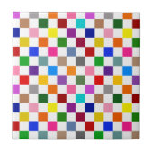 Farbenfrohes Karomuster Design Weiß Fliese (Vorderseite)
