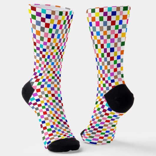 Farbenfrohes Karomuster Design Weiß Socken (Gewinkelt)