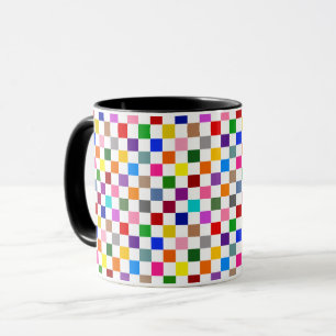 Farbenfrohes Karomuster Design Weiß Tasse