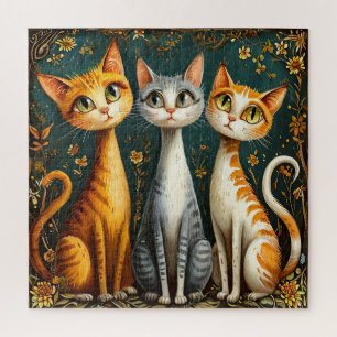 Farbenfrohes Katzen-Trio Geschenk für Katzenliebha Puzzle