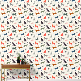 Farbenfrohes Katzenmuster Elegant Creme Trendig Ch Tapete