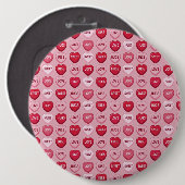 farbenfrohes Kaugummi Valentinstag Herz Muster Button (Vorne & Hinten)