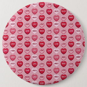 farbenfrohes Kaugummi Valentinstag Herz Muster Button