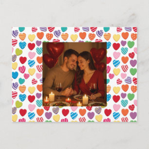 farbenfrohes Kaugummi Valentinstag Herz Muster  Feiertagspostkarte