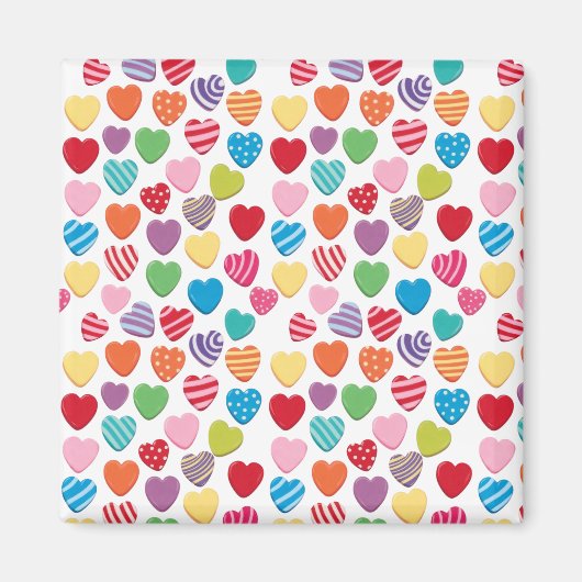 farbenfrohes Kaugummi Valentinstag Herz Muster Magnet (Vorne)