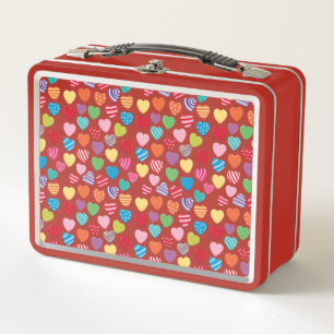 farbenfrohes Kaugummi Valentinstag Herz Muster  Metall Brotdose