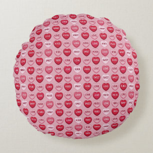 farbenfrohes Kaugummi Valentinstag Herz Muster Rundes Kissen